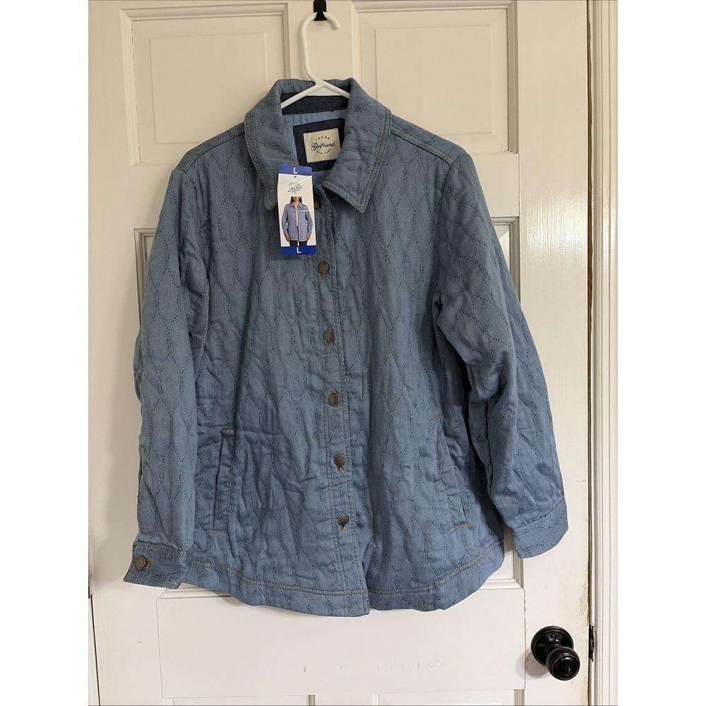Jachs Girlfriend Women's Quilted Chore Style Jacket, Blue, Size L